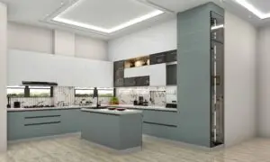 green-white-polished-island-modular-kitchen-design